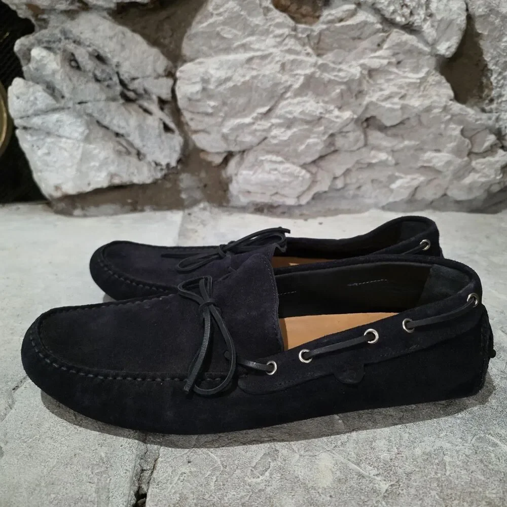Brooks Brothers Mens Black Suede Driving Moccasin Loafers Slip On 11.5